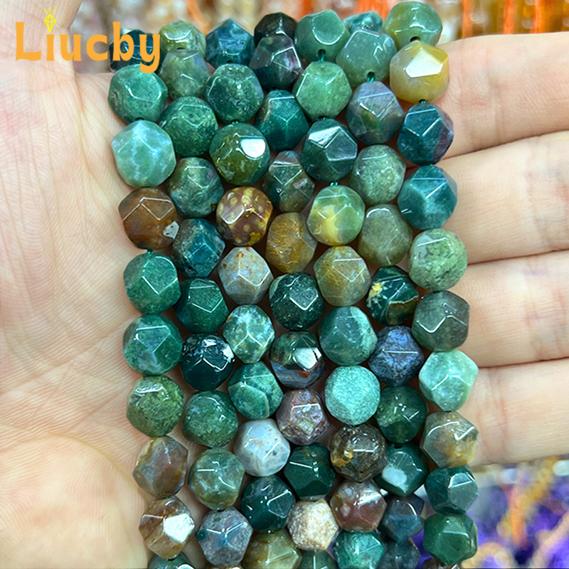 Ethnic Fashion India - Natural Stone Faceted Indian agate Handmade