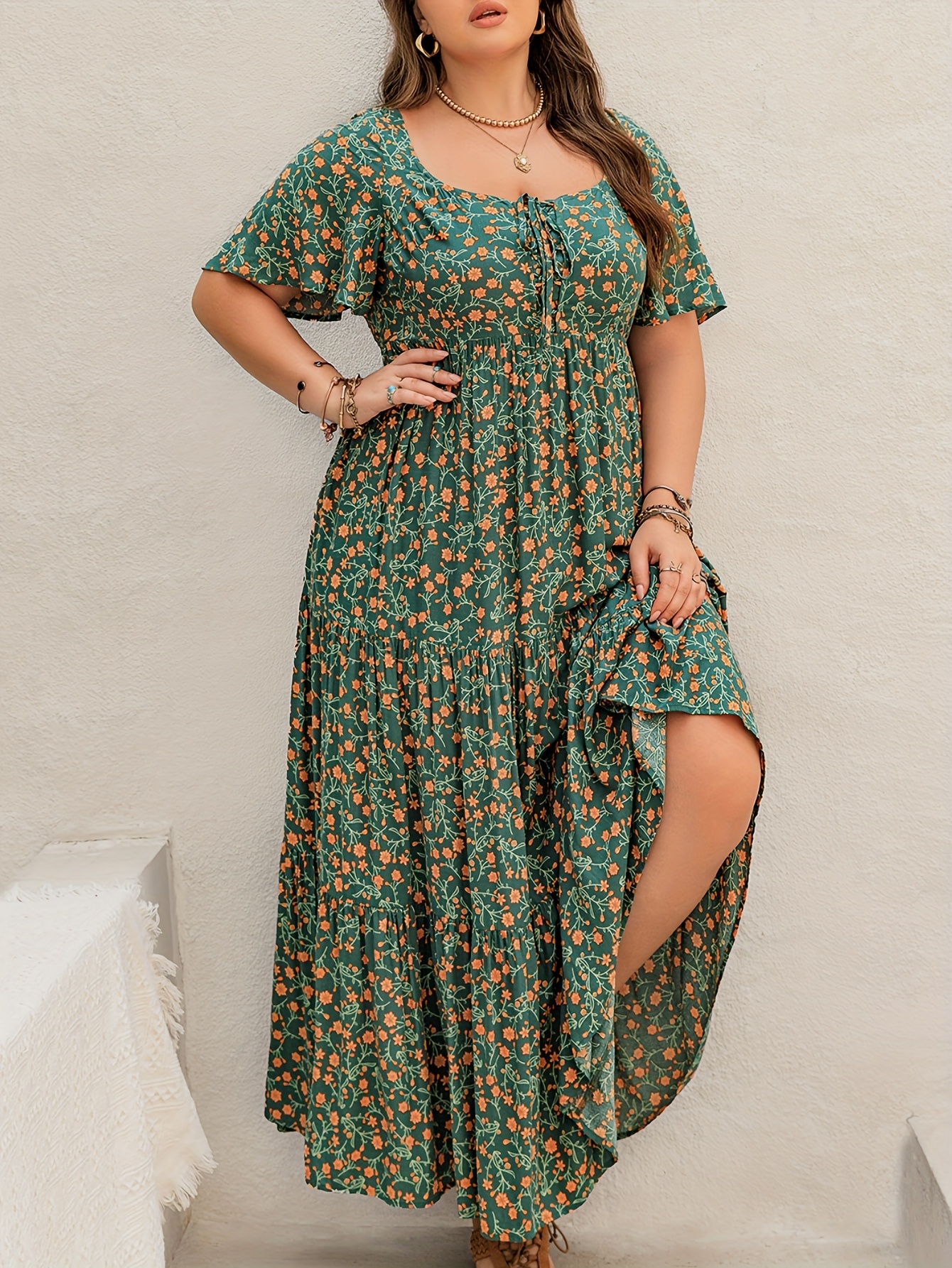 Ethnic Fashion Dress - Plus Size Bohemian Long Dress for