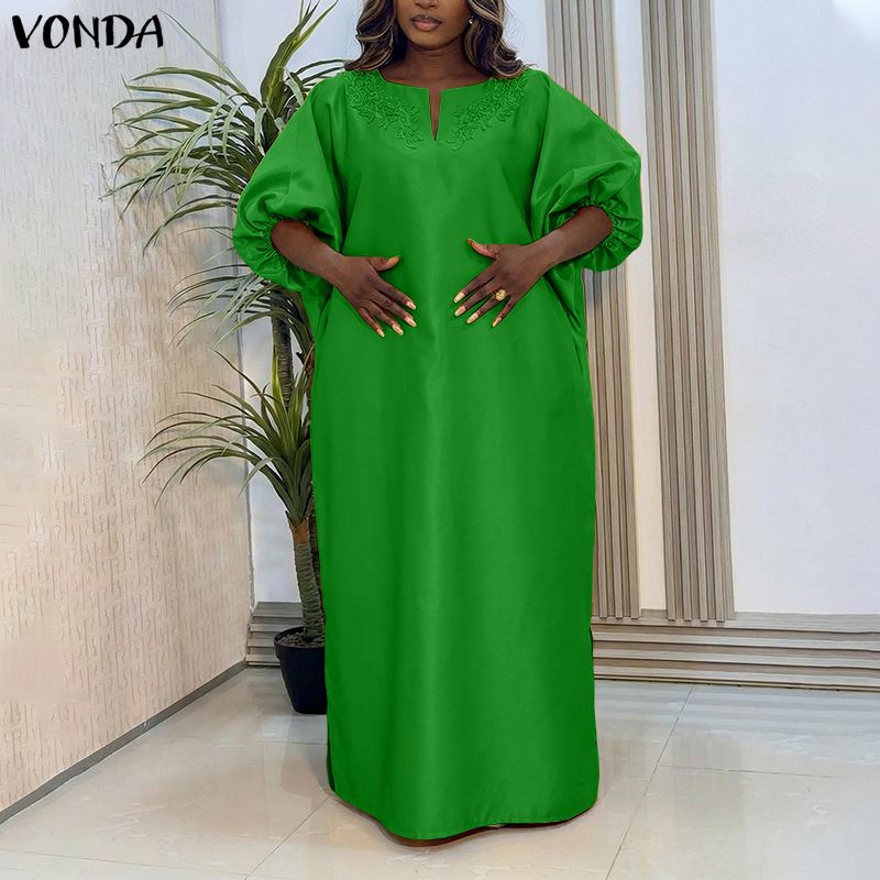 Ethnic Gown - VONDA Plus Size 5XL Flower Patchwork