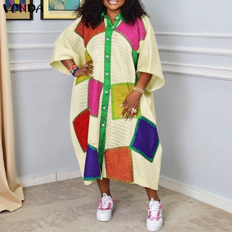 Ethnic Gown - Plus Size 5XL VONDA Bohemian Long