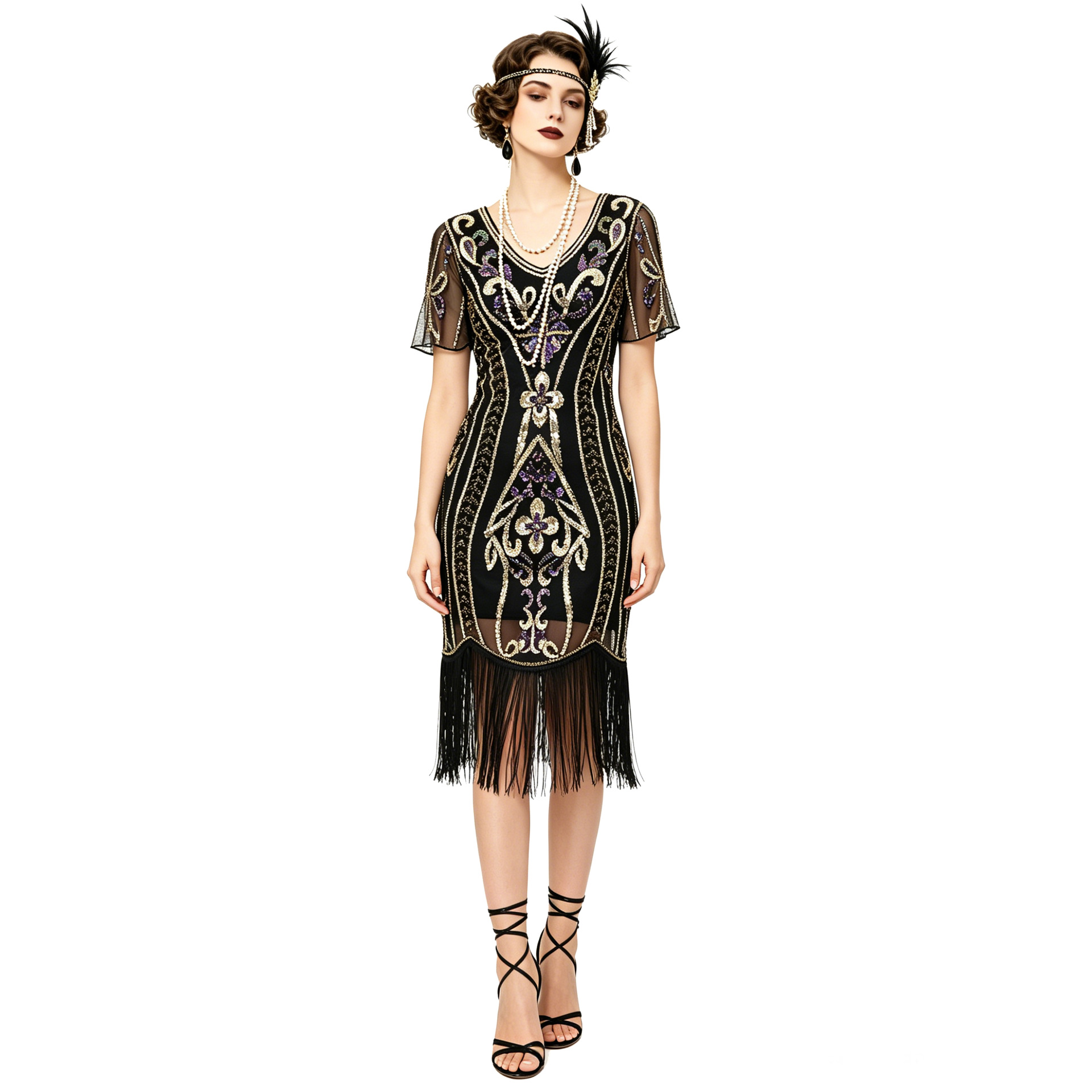Ethnic Gown - New Vintage Sequin Tassel Dress Party