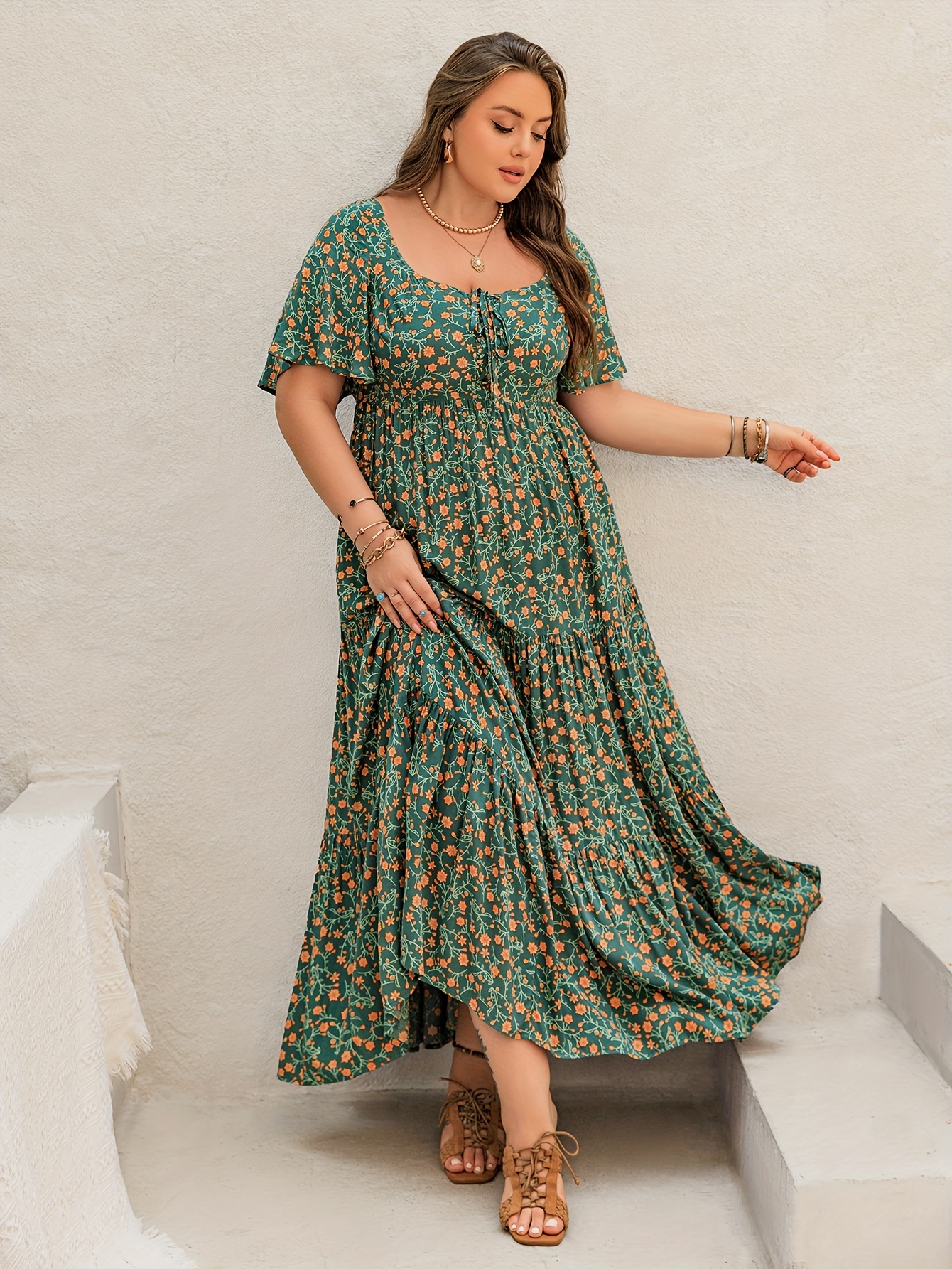 Plus Size Bohemian Long Dress  - Ethnic Fashion Dress review and price