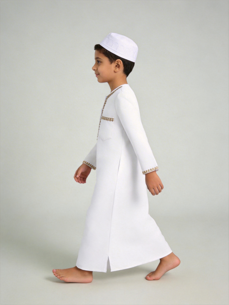 Boys Arabic Thobe White Gold E - Ethnic Gown review and price