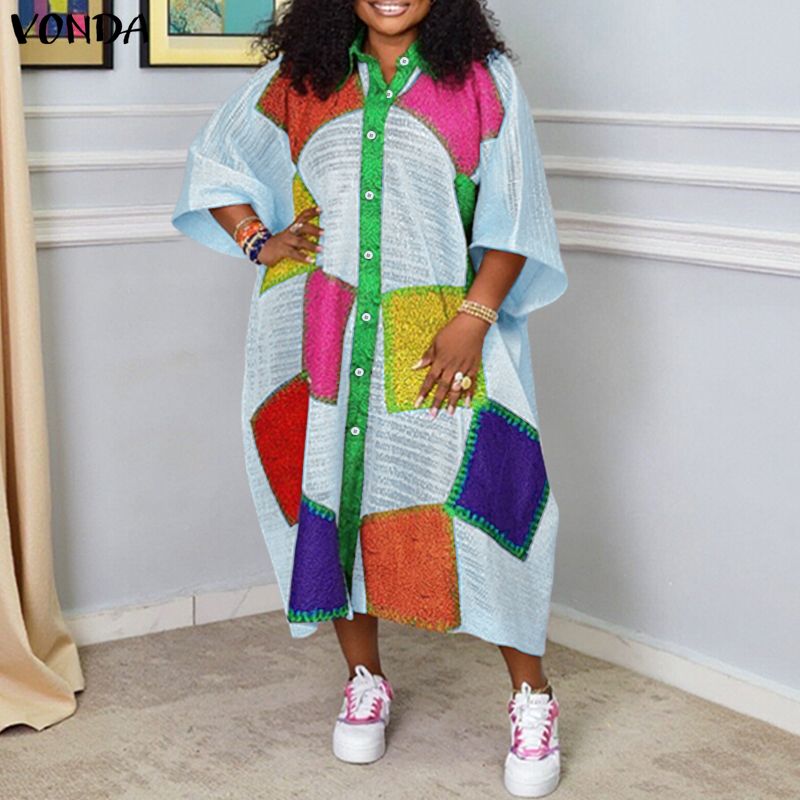 Plus Size 5XL VONDA Bohemian L - Ethnic Gown review and price