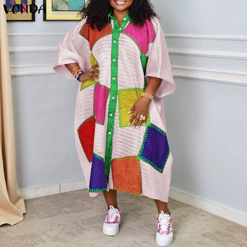 Plus Size 5XL VONDA Bohemian L - Ethnic Gown review and price