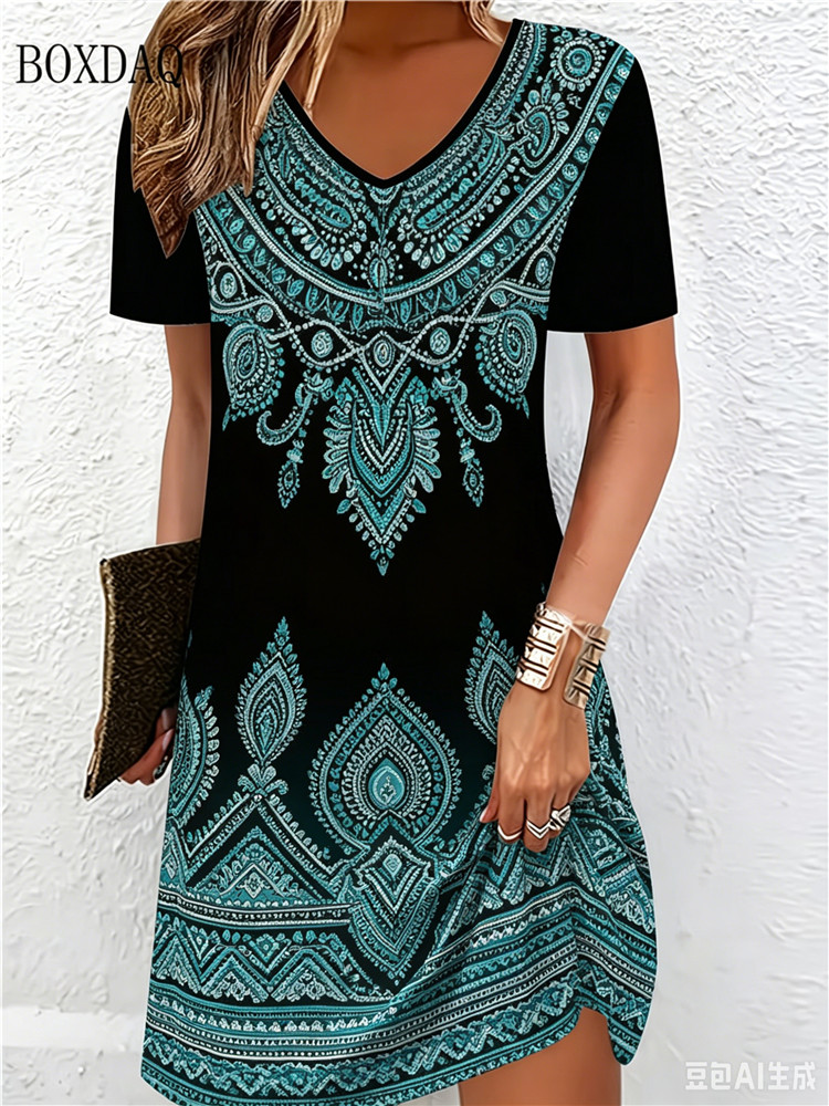 Vintage Ethnic 3D Printed Dres - Ethnic Fashion Dress review and price