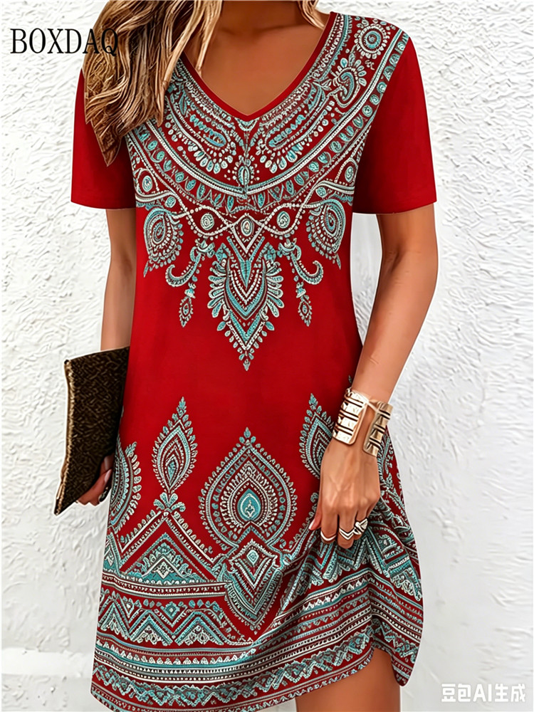 Vintage Ethnic 3D Printed Dres - Ethnic Fashion Dress review and price
